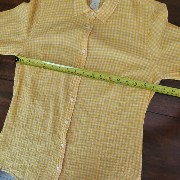 J. Crew The Perfect Shirt Women's Size XS Yellow Button Down Plaid - Picture 7 of 10